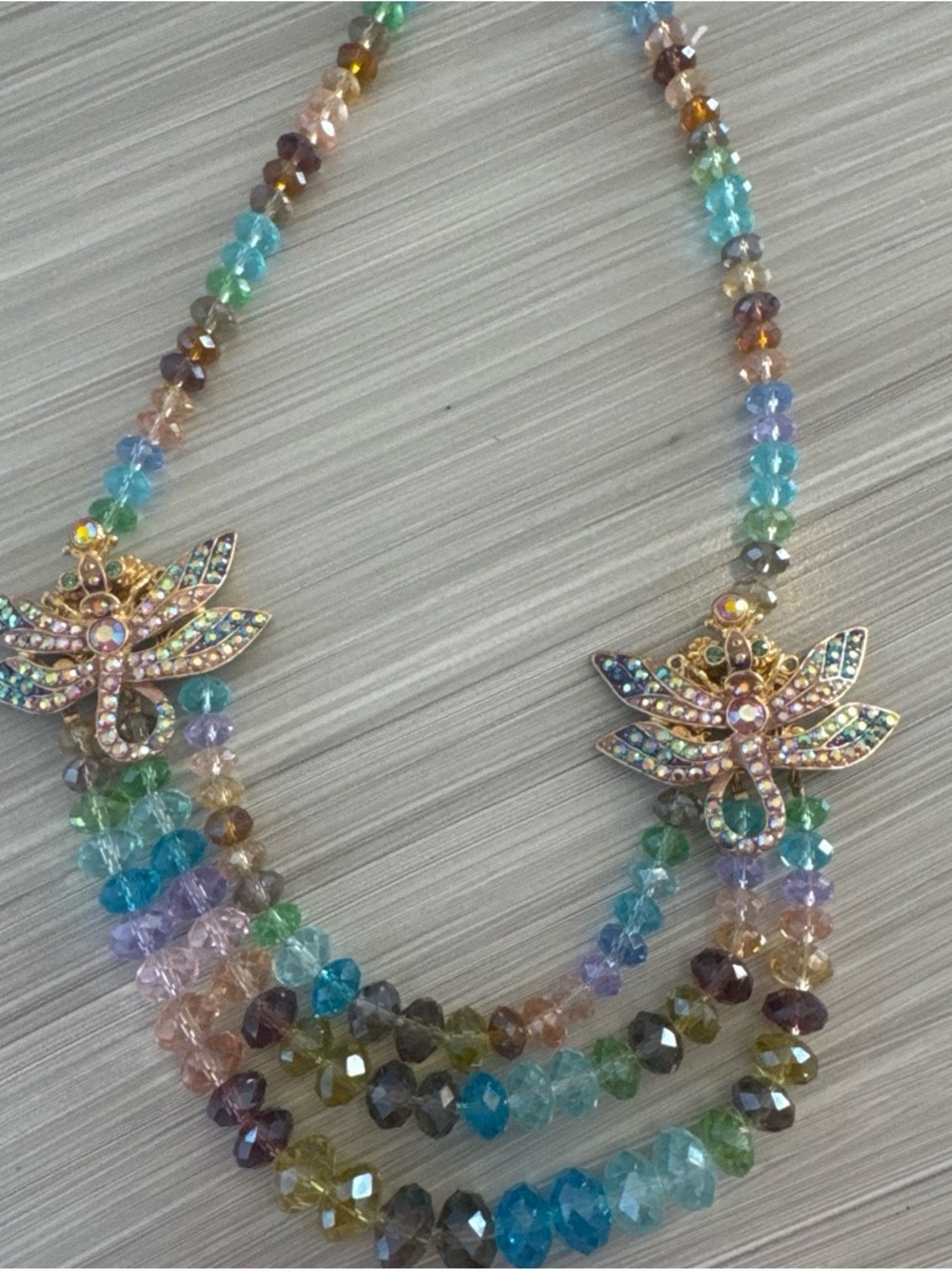 Kirks Folly Pastel Multicolor Crystal Dragonfly Necklace